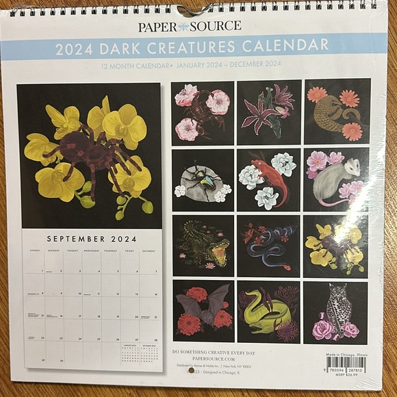 Brand new 2024 Paper Source dark creatures art calendar - Picture 2 of 3